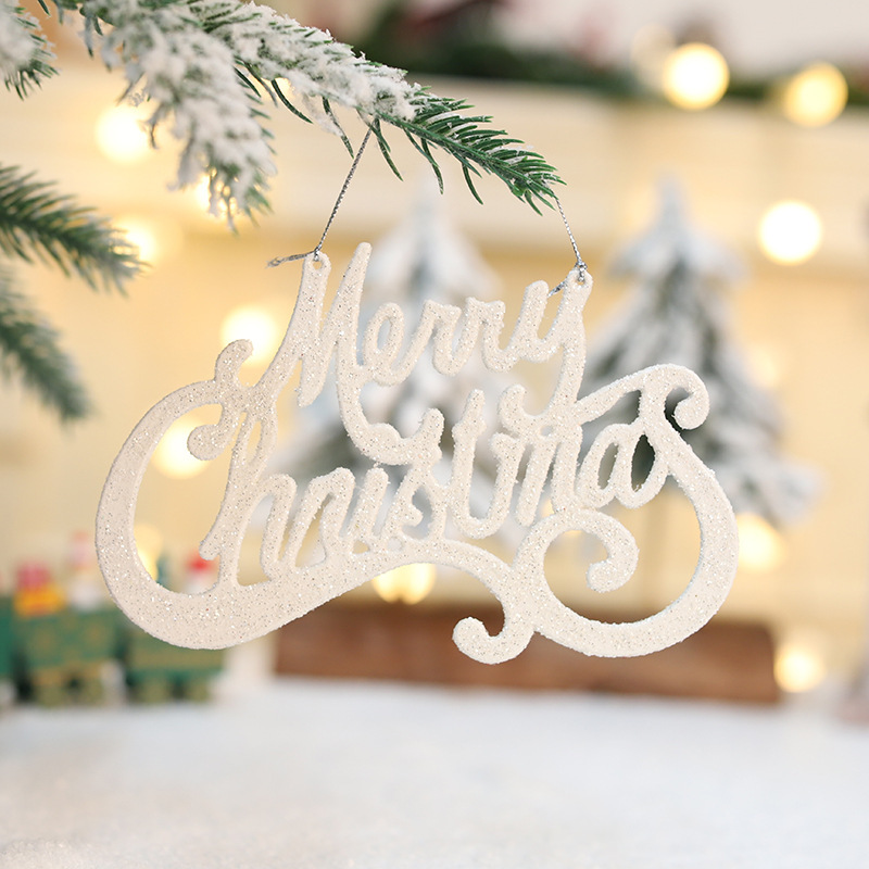 New Merry Christmas English letter pendant Christmas tree decoration supplies gold pink letter card ornaments