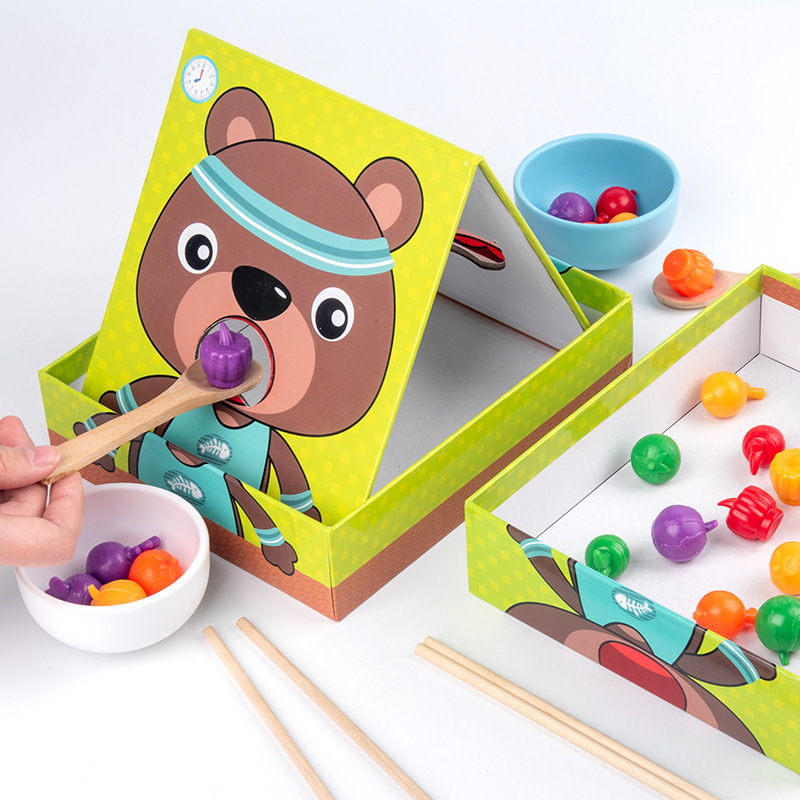 Picture of Simulation feeding game Montessori parent-child play house children early education fine action clip chopsticks exercise educational toys