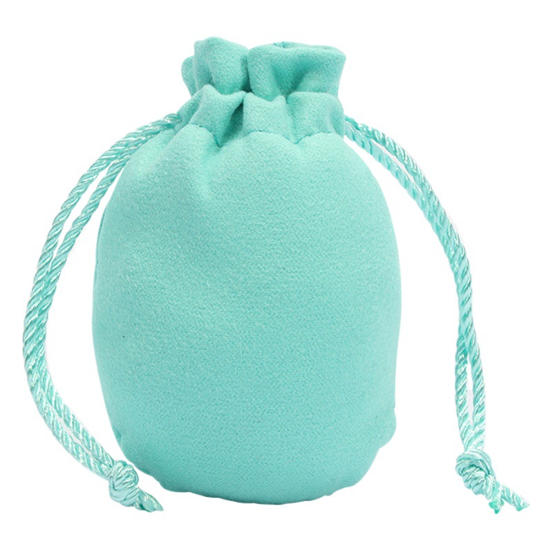 Aqua blue double-sided flannel bag girdle drawstring storage bag wholesale printable LOGO jewelry jewelry flannel bag