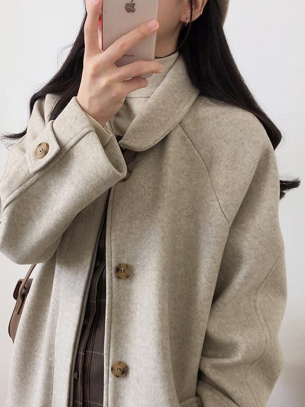 Picture of 2025 autumn and winter new Korean version of loose thin thick knee woolen coat plus size woolen coat women's long