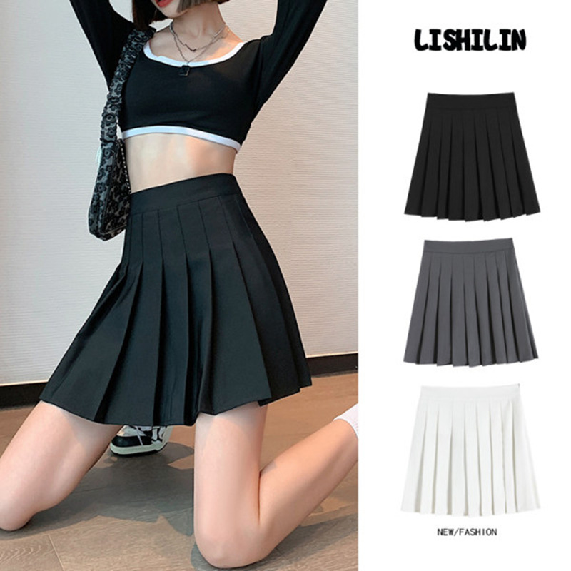 Black Skirt Women's Summer High Waist Slim-fit Sexy Anti-glare Pleated Skirt Small All-match Student Trendy Short Skirt