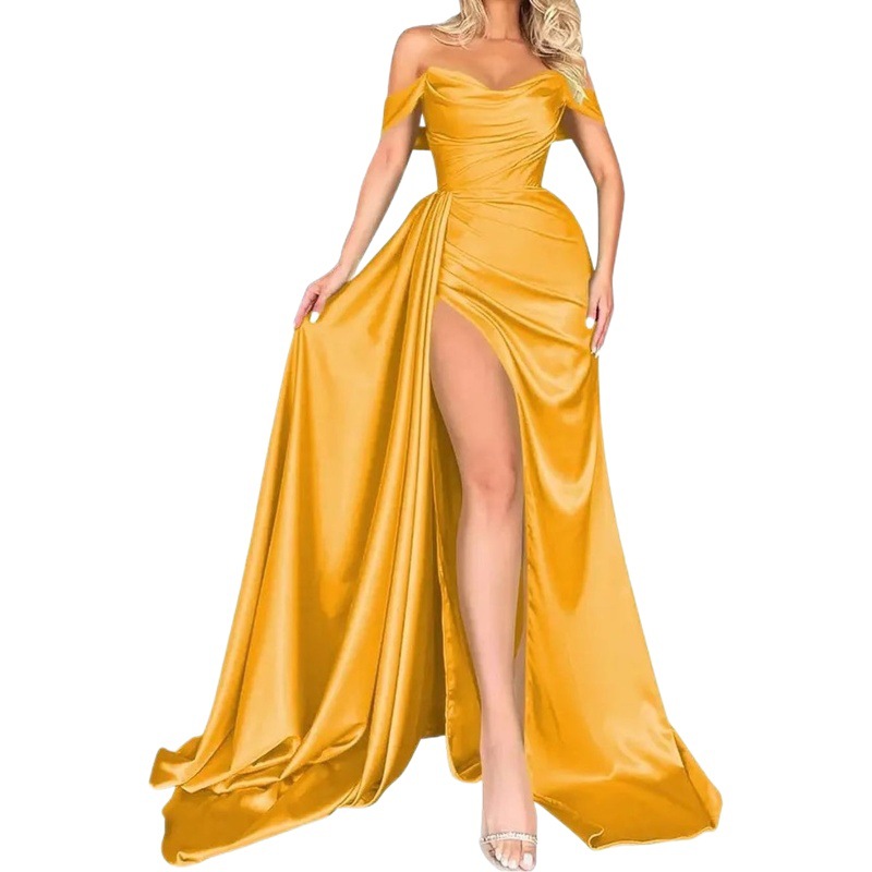 Bridesmaid Dress Floor-Length Evening Gown Slit Floor-Length Bridesmaid Evening Dress