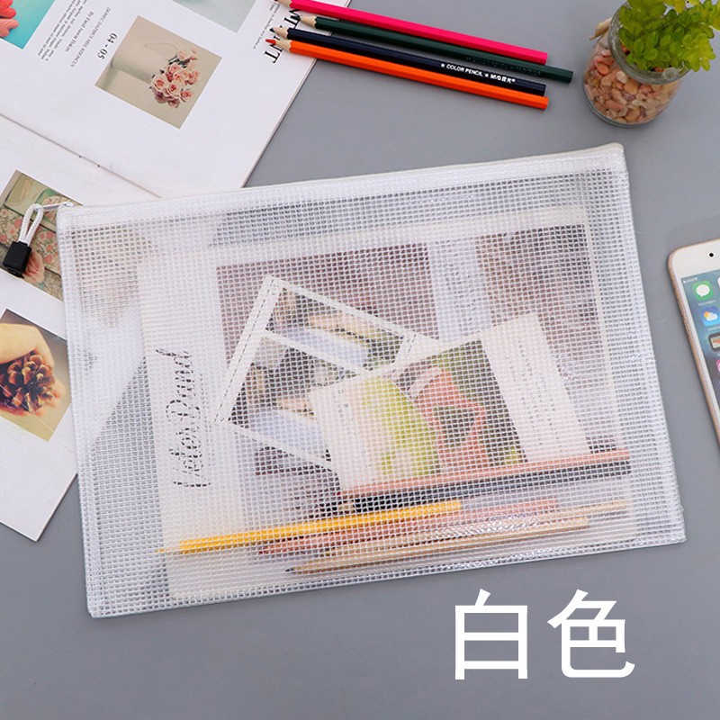 Picture of Wholesale Pvc Plastic A5 Large Capacity Mesh Zipper File Bag A3 Storage File Prenatal Check-Up Information A4 Storage Bag