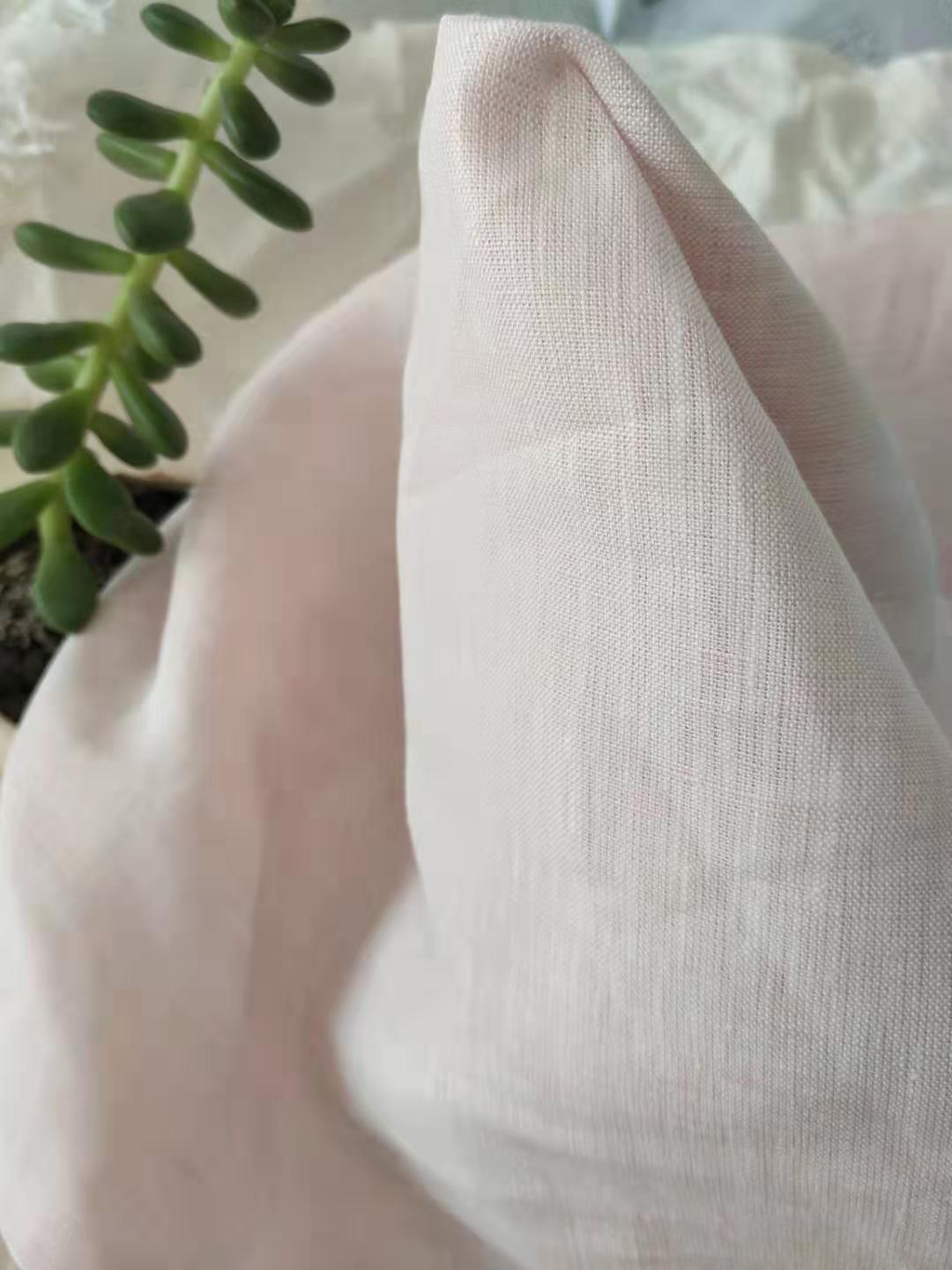 Picture of Meat pink pure linen fabric Light pink linen four-piece set Nordic linen sheet fabric curtain fabric