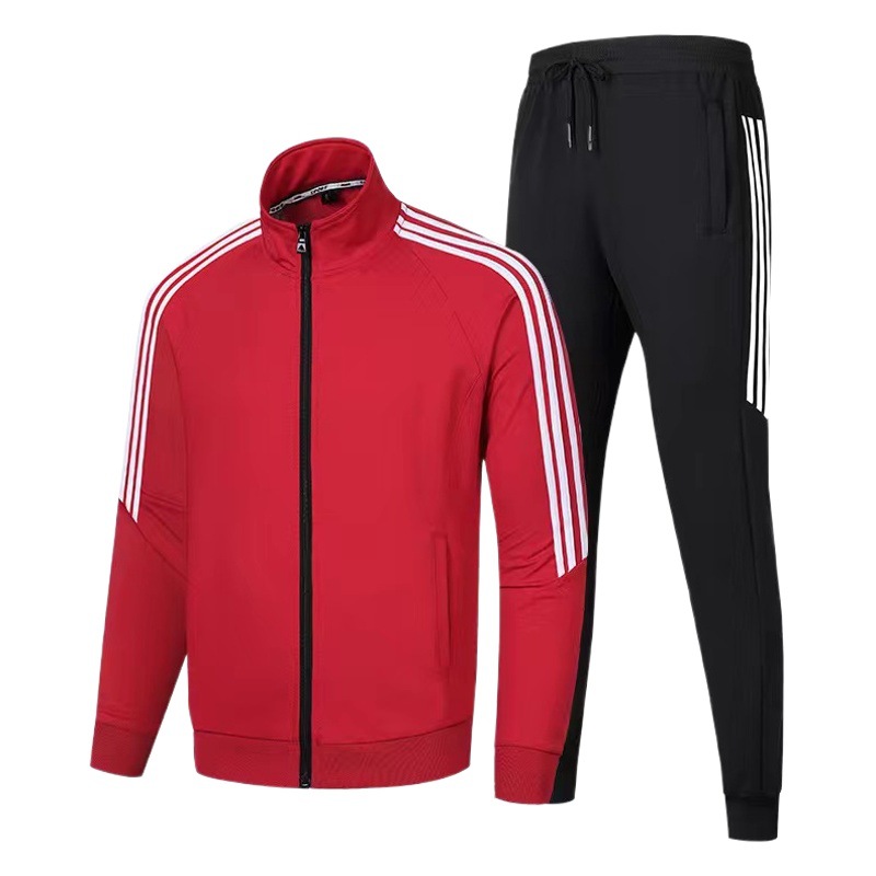 Spring and Autumn youth sports suit men's slim casual jacket men's stand collar cardigan two-piece set wholesale customizable logo
