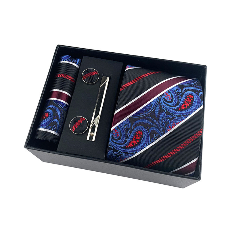 Picture of Factory Wholesale Men's Tie Business Dress Wedding Photo Suit Accessories Tie Cufflinks Square Tie Gift Box