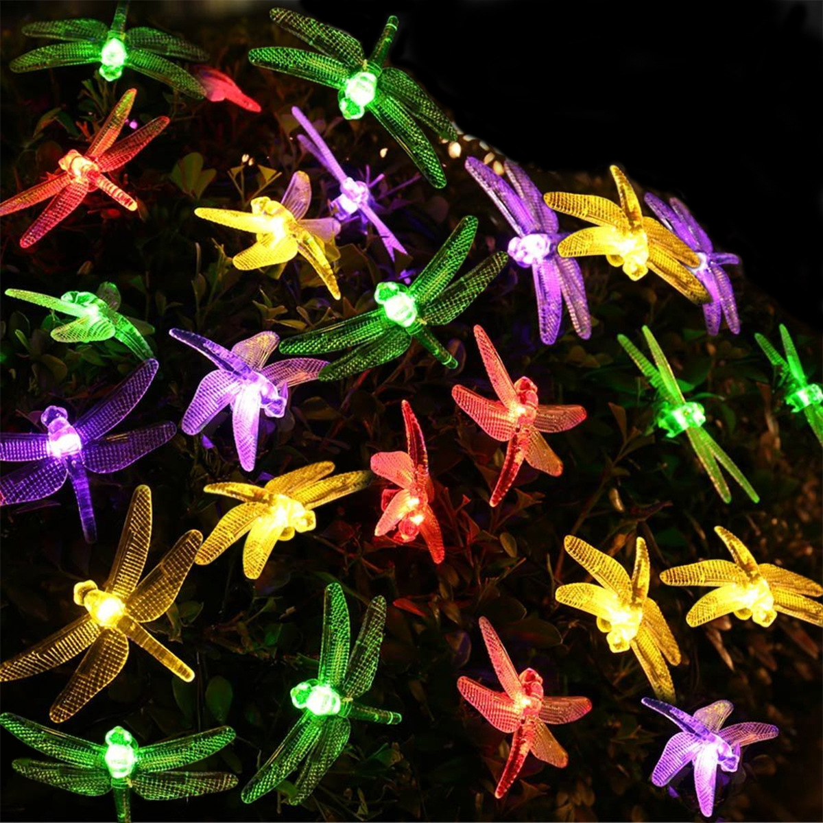 Direct supply solar light string outdoor garden LED colored light courtyard Christmas holiday decorative light Dragonfly string light generation hair