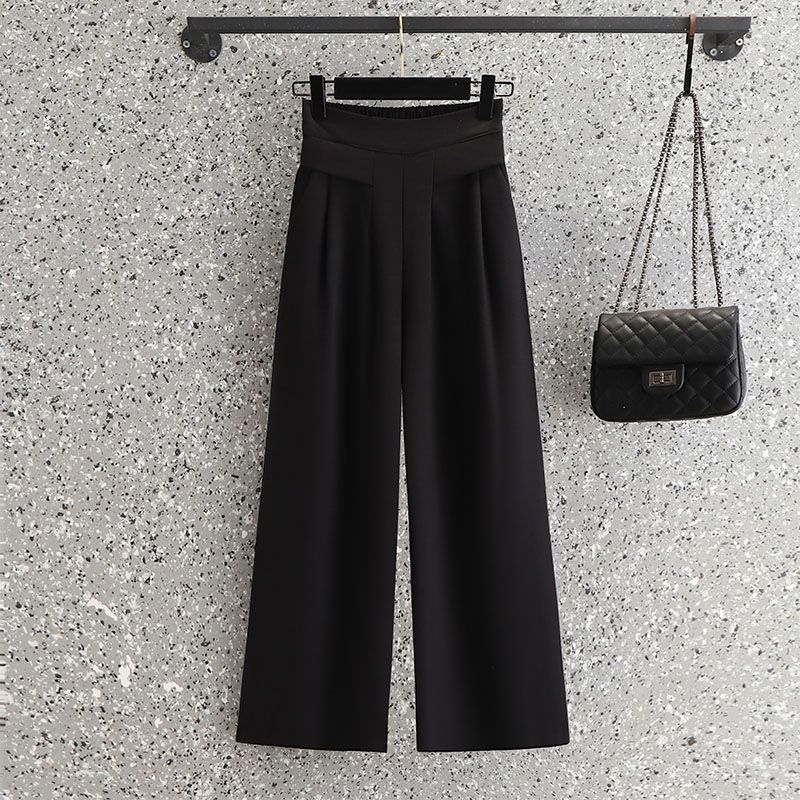 Picture of Republic of China Style Vertical Collar plus size Slimming Tang Suit Chinese Embroidery Retro Elegant suit Wide Leg Pants Two-Piece Set for Summer