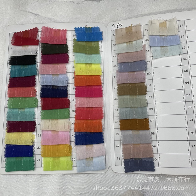 Chiffon silver thread fabric silver vertical strip 1.5cm chiffon wrinkled fashion women's dress Chinese clothing and other fabrics