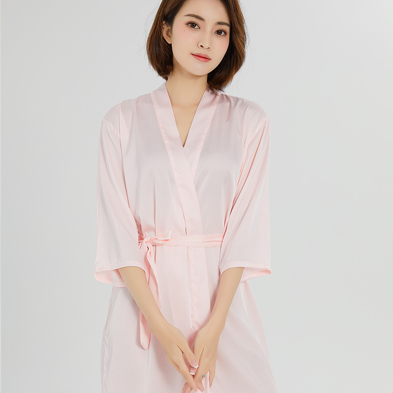 Picture of bride Gown morning Gown Lady nightgown wedding makeup bridesmaid group wedding kimono imitation silk satin bathrobe