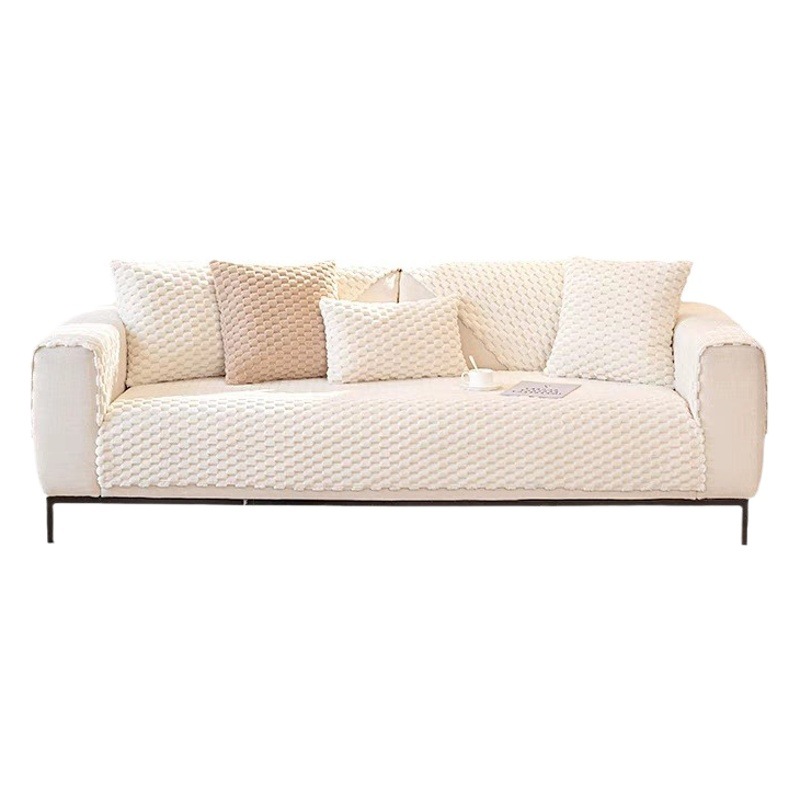 Honeycomb velvet sofa cushion wholesale winter thickened ins style cushion non-slip leather sofa cover new plush cover cloth
