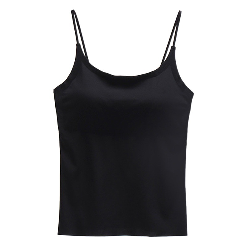 Ice Silk Thin Seamless Fixed Cup Camisole Women's Belt Chest Pad Integrated Inner Wearing Outer Wearing Base Shirt Beautiful Back Tube Top