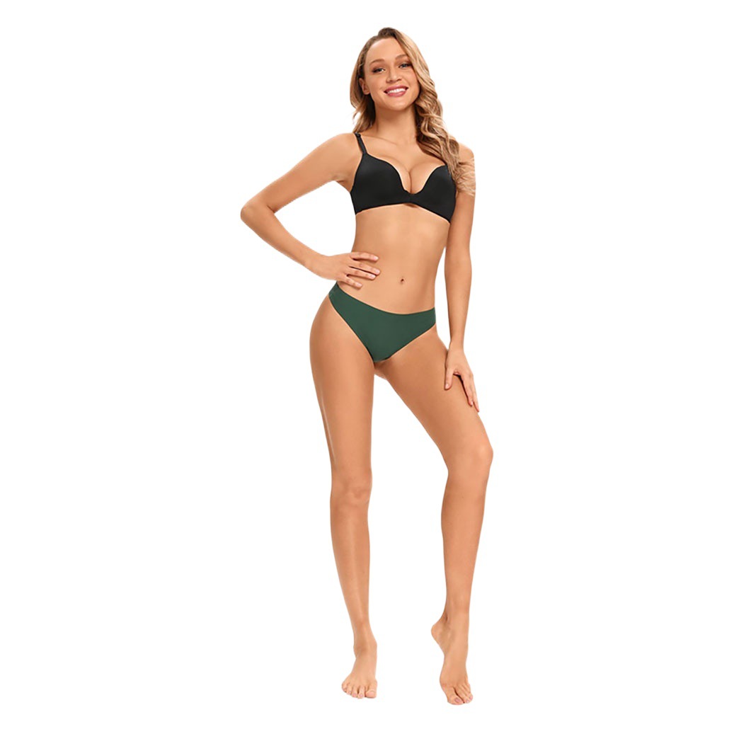 European and American low waist thong solid color women's underwear cross-border supply one-piece seamless thread pure cotton crotch