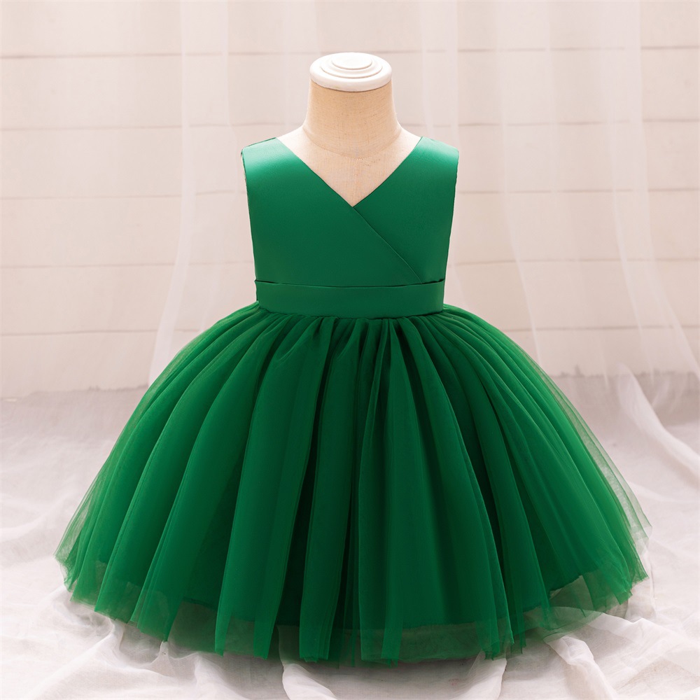 Cross-border New Girls' Princess Dress Dress Children's Wedding Dress Flower Children's Dress Host Piano Performance Dress Poncho Dress