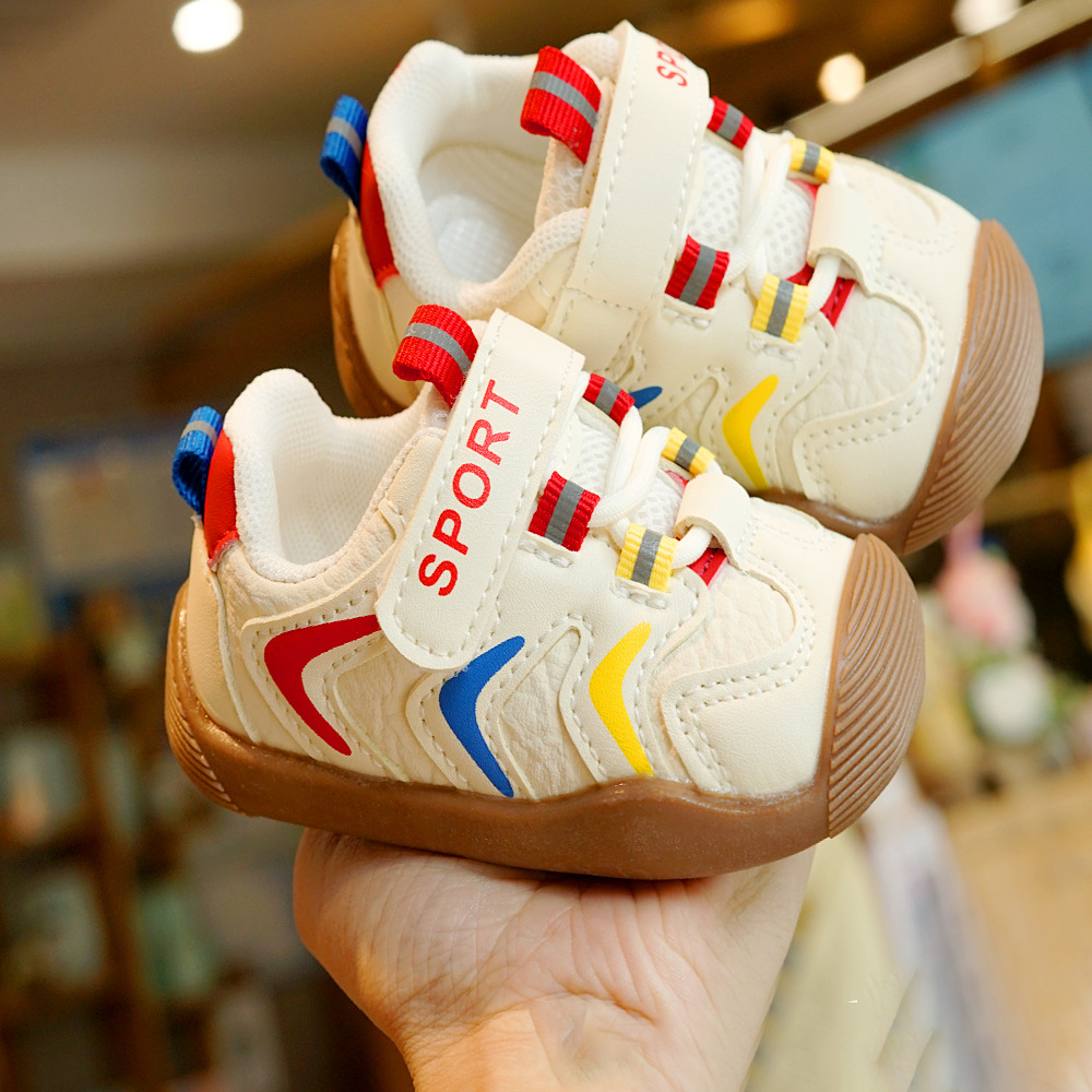 Walking shoes for beginners, baby shoes, 1-2 years old, infant shoes with soft soles, non-slip, spring/autumn new breathable and anti-slip style