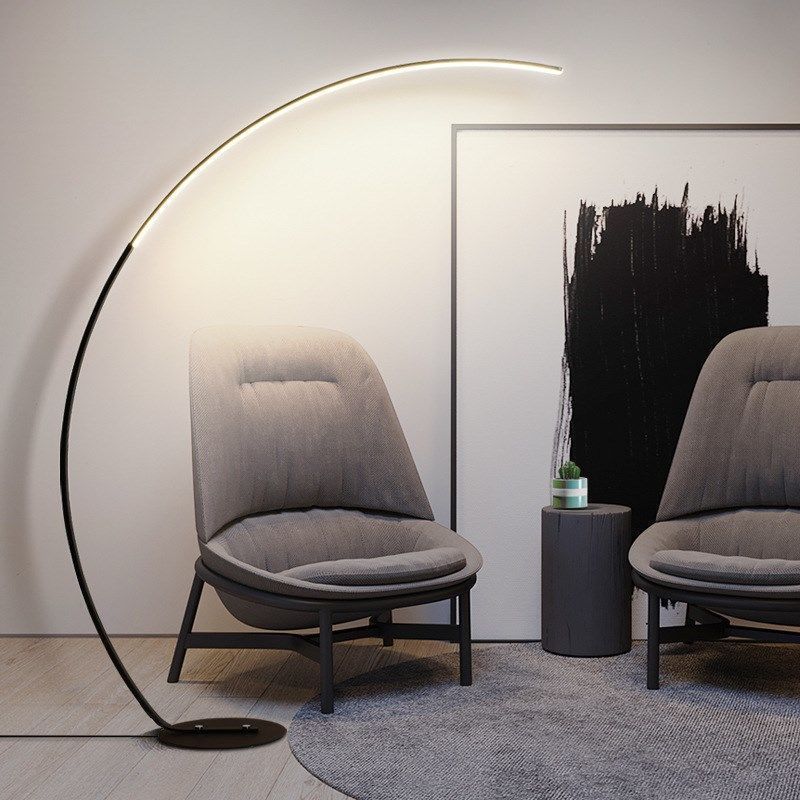 Picture of Internet celebrity floor lamp, living room simple curved lamp, room decoration, layout, Nordic flooring, minimalist atmosphere, ins style