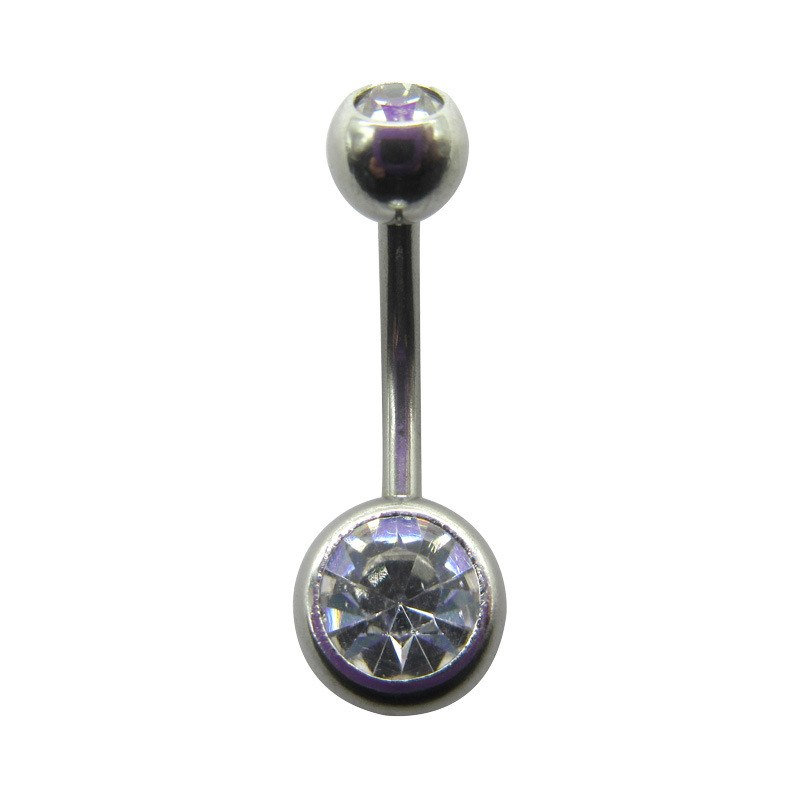 Picture of Meier Stainless Steel Double Diamond Umbilical Ring with Diamond Navel Buckle Cross-border Human Puncture Jewelry with Diamond Navel Nail