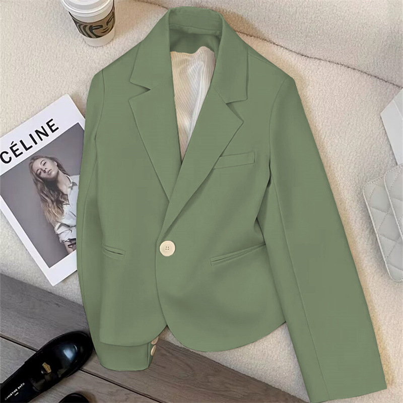 Picture of 2024 New Wholesale Suit Jacket Coat Small Suit Women's Spring and Autumn All-match Simple Commuting Green Hair Personality