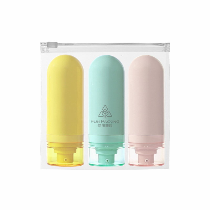 Picture of Travel wash and care suit three-piece PE suede hose bottle portable skin care products wash squeeze facial cleanser sub-bottle
