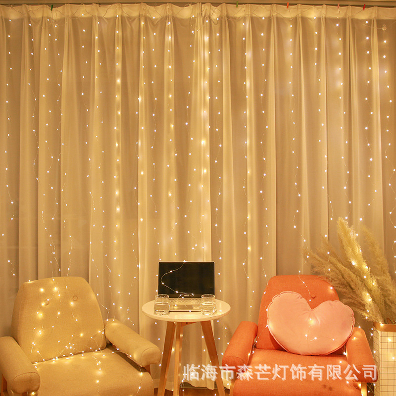 Curtain light 8 function USB remote control timing copper wire curtain light string Christmas holiday decoration star lights colored lights