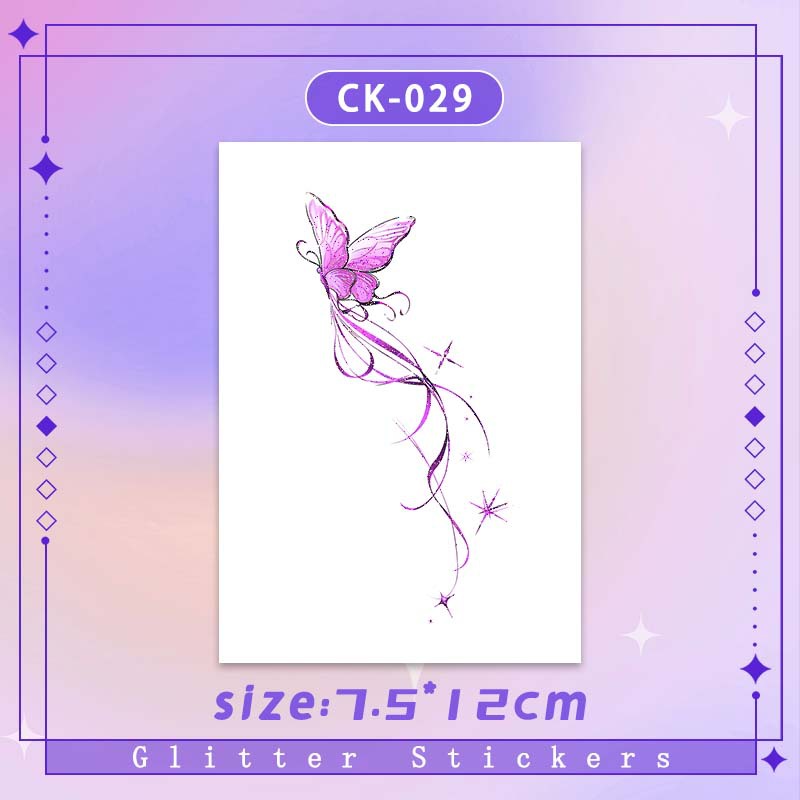 Glitter Butterfly Sticker Tattoo Sticker Fairy Washable Waterproof Long-lasting Cute Small Fresh Beautiful Cute Arm Children
