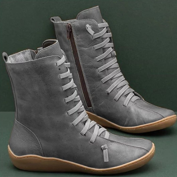 Picture of Cross-border New plus size Women's Shoes Lace-up Side Zipper Ladies Boots Flat Heel Casual Shoes Martins Boots Amazon wish
