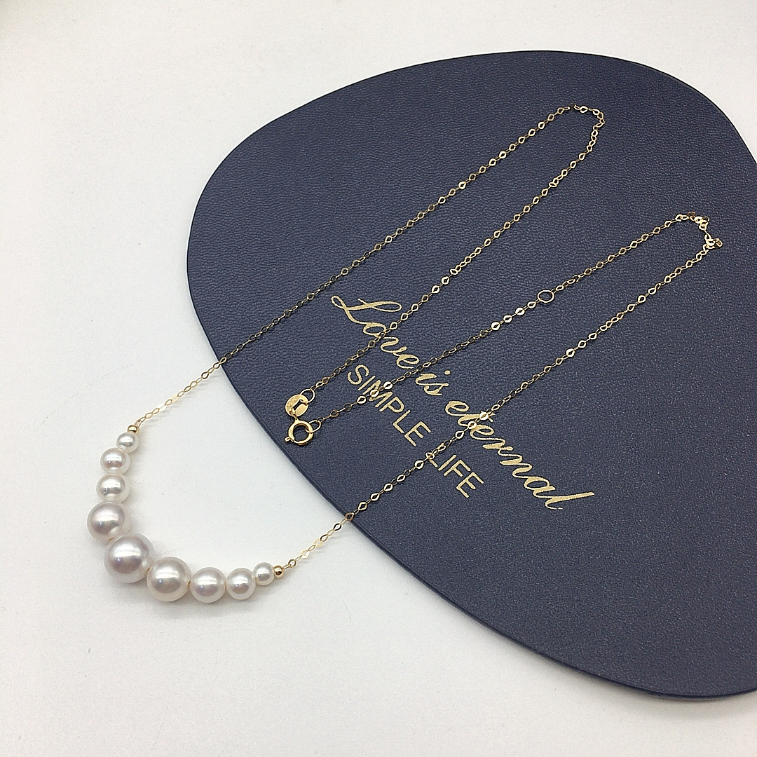 Internet Red Big V Blogger Little Red Riding Book Pushes 18K Gold Smile tian Ran Freshwater ak Pearl Necklace Clavicle Chain