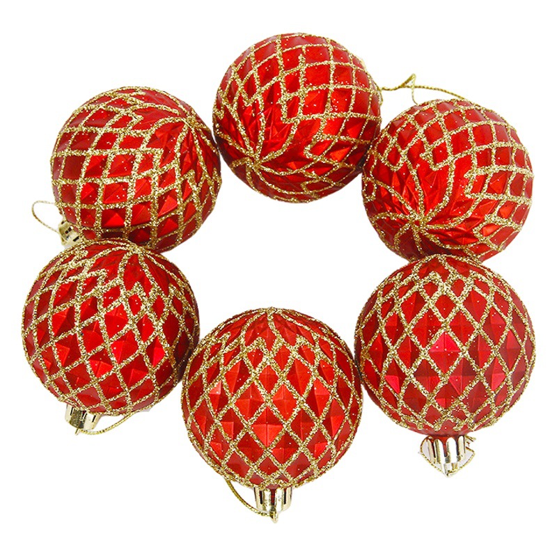 Cross-border 6cm painted Christmas ball Christmas tree decoration pendant accessories store window decoration 6 ornaments