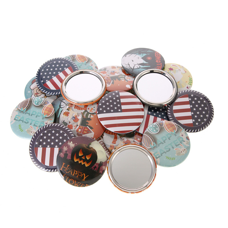 Picture of Tinplate Makeup Mirror Metal Consumables Glass Material Blank Round Set Homemade Creative Badge Tools