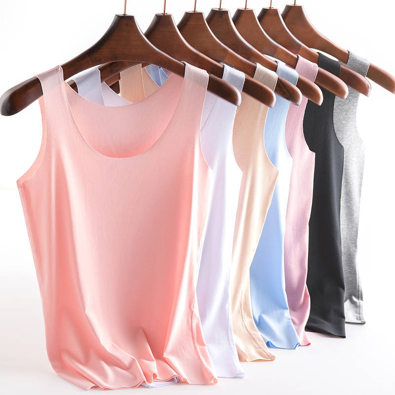Seamless Vest for Women, Thin Pure Color Bottoming Shirt, Slim Sleeveless Spring & Fall Inner Wear, Summer Student Vest for Women