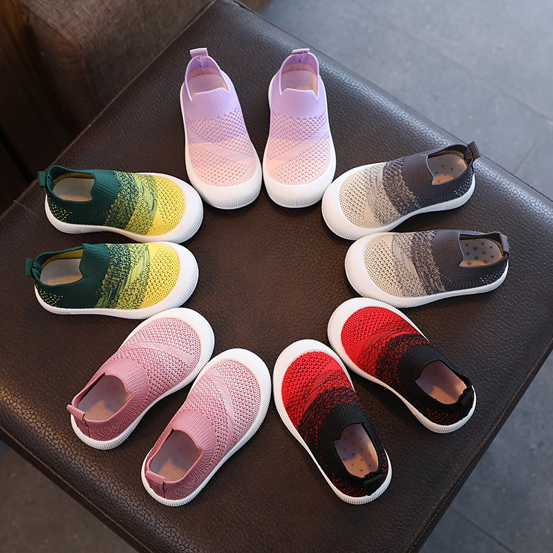 Picture of Contrast Color Middle and Large Children's Shoes Spring and Autumn Breathable Student Shoes Fashionable Casual Shoes Korean Style Boys and Girls Flying Weaving Shoes