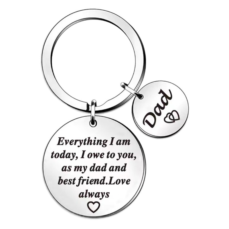 European and American New Mother's Day hot DIY stainless steel keychain lettering product key pendant Father's Day gift