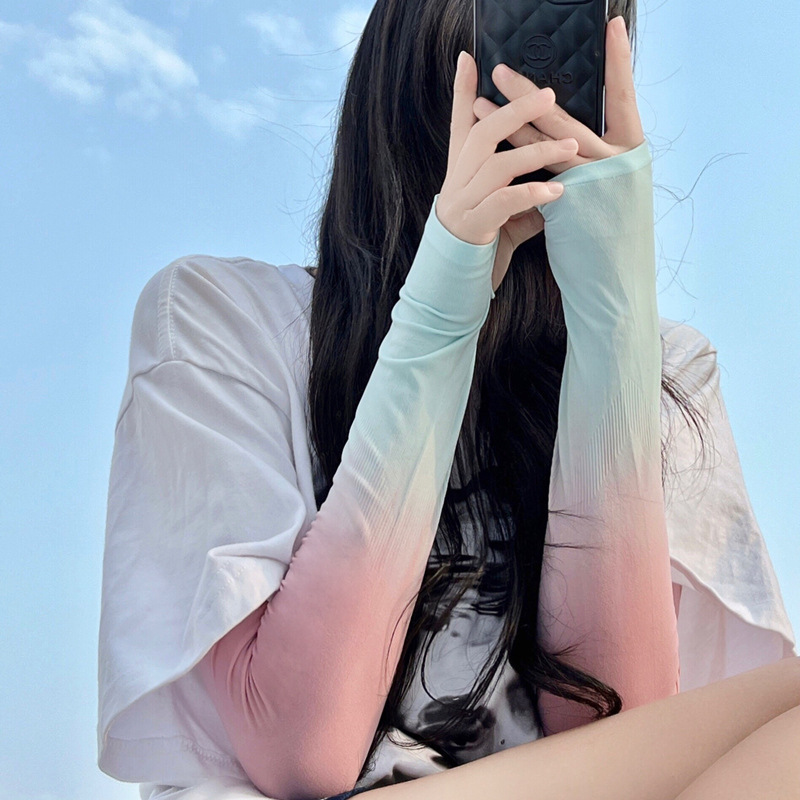 Internet celebrity gradient color sun protection oversleeve thin unisex summer long ice sleeve UV protection driving arm protection cool