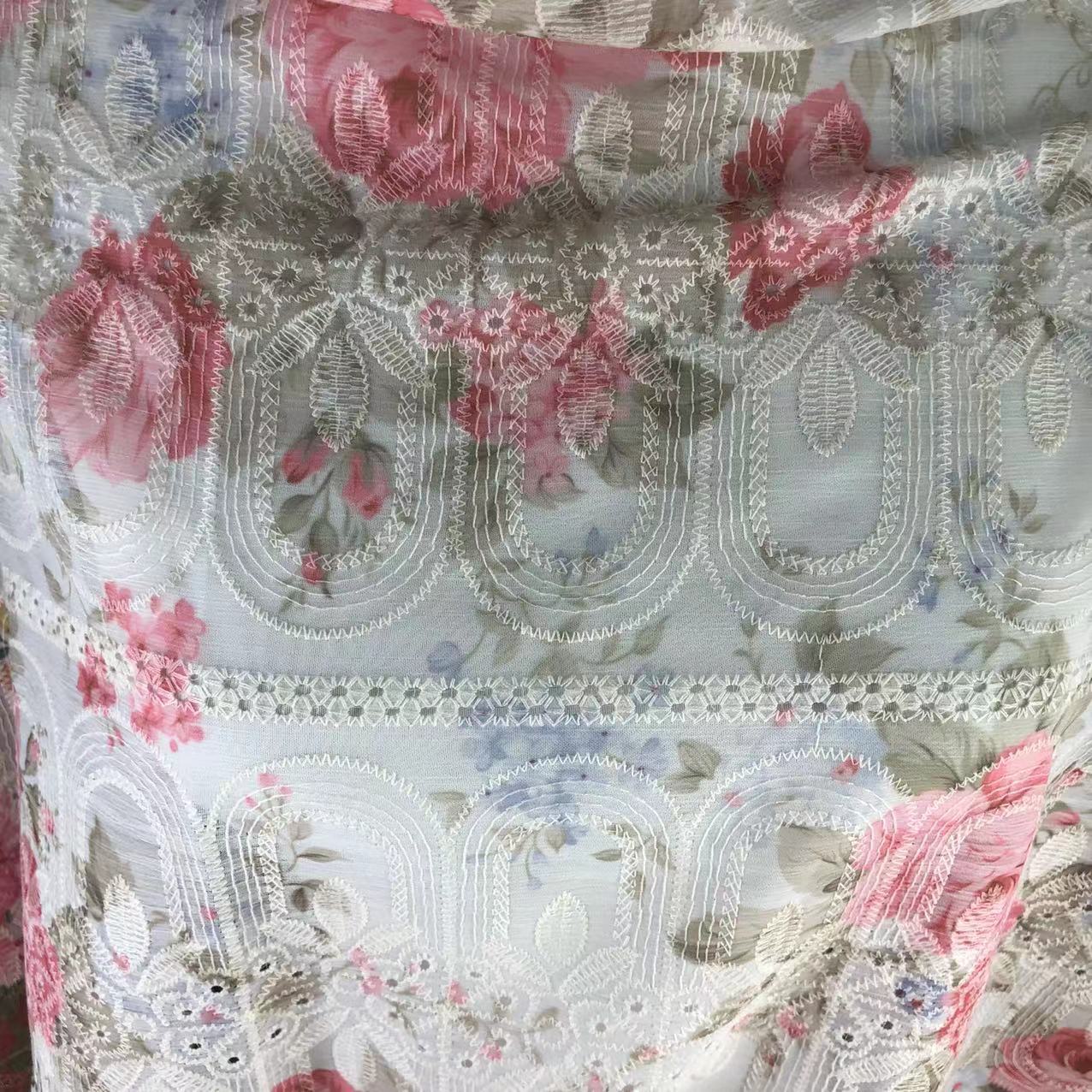 Picture of Xiaojun Textile Floral Pattern Computer Embroidery Printed Fabric Chinese Print Children's Clothing Fabric Dress Han Dynasty
