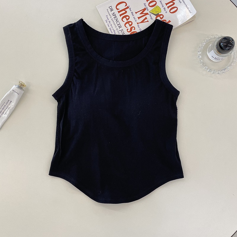 Picture of Women's wide-shoulder solid color vest with chest pad fixed Cup slim fit comfortable inner wear beauty back outer wear sleeveless bottoming top