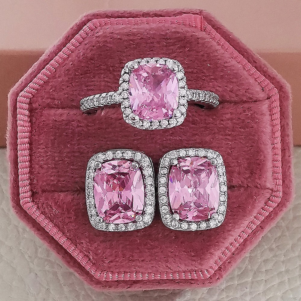 Amazon cross-border e-commerce best selling zircon new suit women's pink jewelry suit two-piece r466-e5983