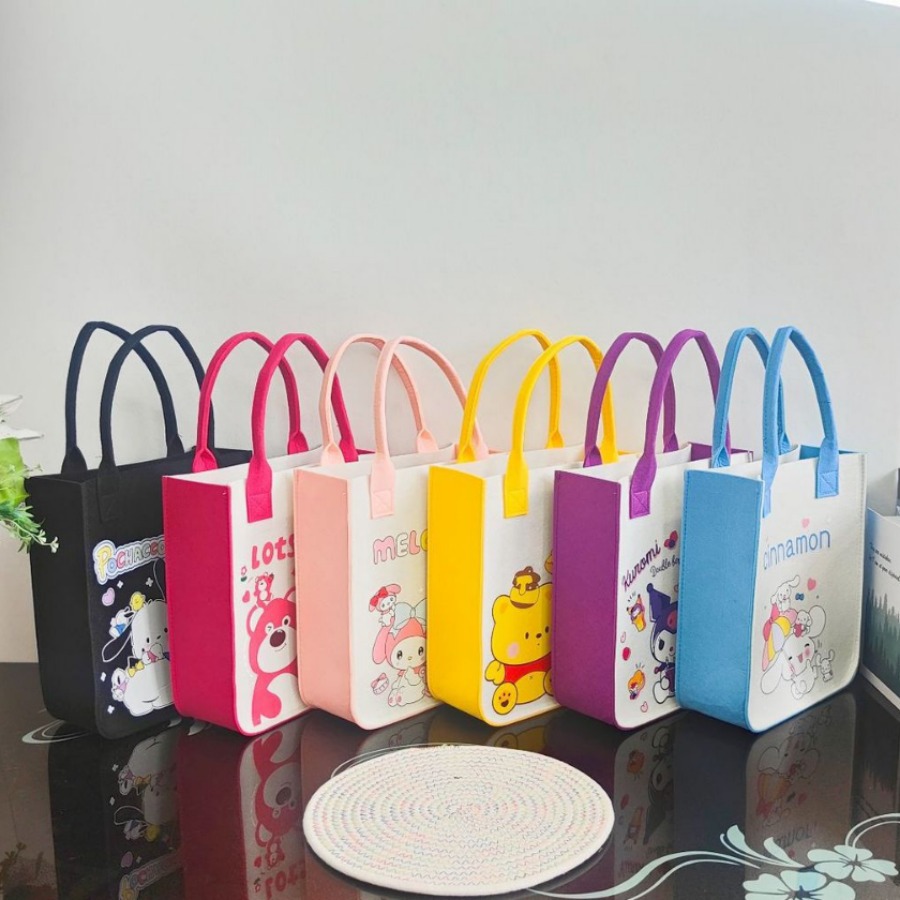 in stock wholesale net red handbag hot stamping felt bag baby 100-day-old tote bag commuter felt handbag