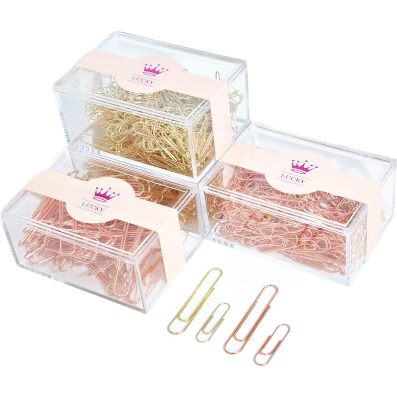 Manufacturers export gold paper clip 28mm rose gold 50mm metal paper clip color office stationery bill holder