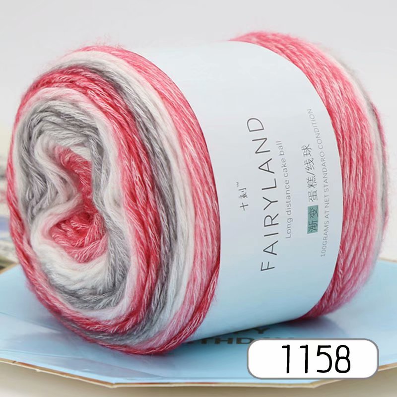 Picture of Cake wool segment dyeing gradient baby children's wool cotton rainbow thread handmade knitting shawl scarf sweater special offer