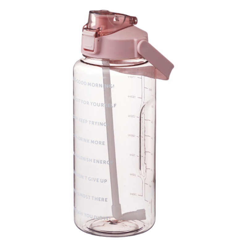 Large capacity water bottle with straw transparent high color value simple plastic cup portable with scale Sports Cup wholesale