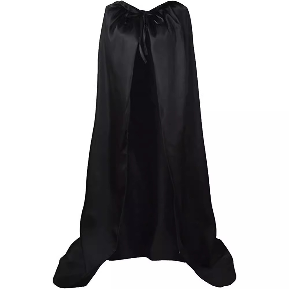 Cross-border thin spring and summer single-layer hoodless lace-up cape black halloween death cos cosplay cape *