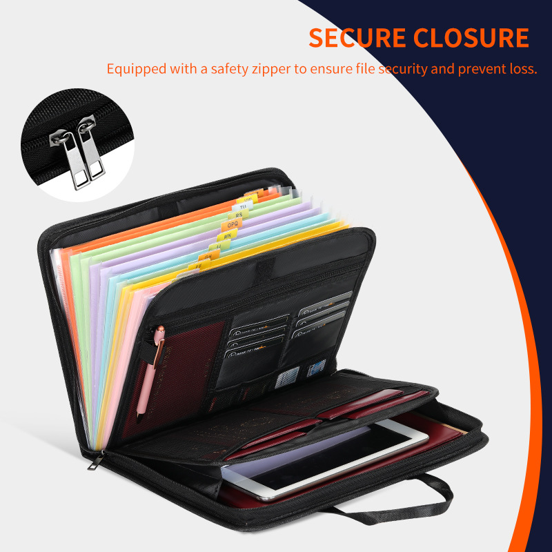 Amazon Cross-Border In-Stock Accordion Bag Fireproof Document Bag 12-Pocket Fireproof Receipt Storage Folder