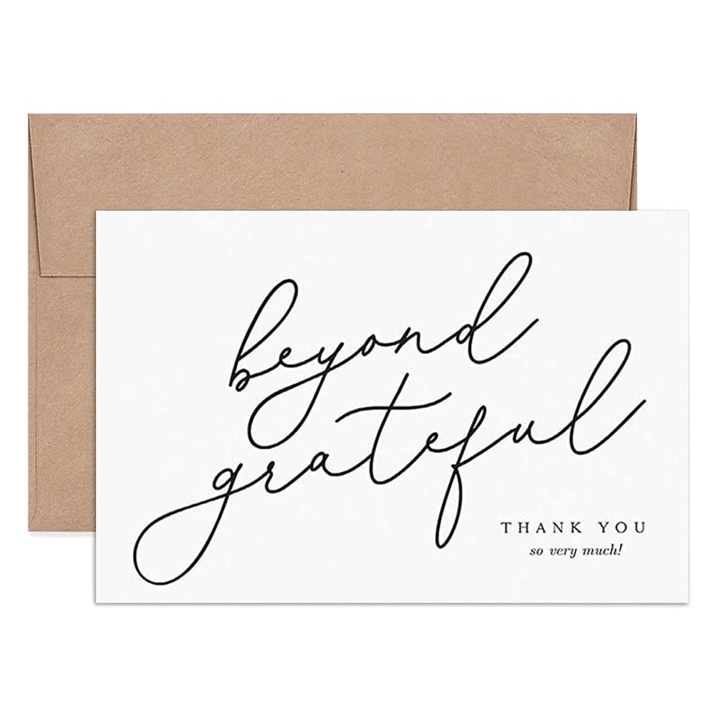 Amazon cross-border wholesale White simple greeting card thank you card wedding folding card birthday gratitude blessing DIY card