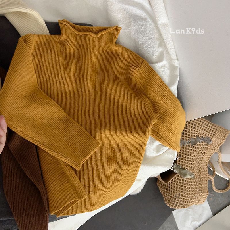Picture of in stock Soft Waxy Self-made Children's Knitwear Base Long-sleeved Sweater for Boys and Girls Half-high Neck Autumn and Winter Korean Style Middle and Big Children