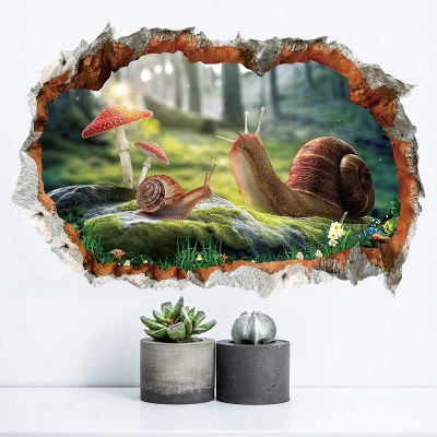 XH6244 Zhonglan 3d Stereo Broken Wall Snail Home Bedroom Living Room Tv Sofa Background Decoration Waterproof Wall Sticker