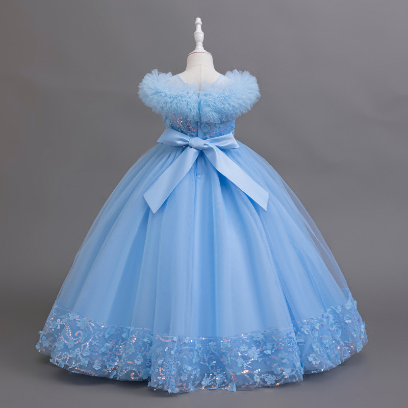 Picture of Cross-border Foreign Trade Girls' Dress Elegant Evening Dress Long Fluffy Skirt Children's catwalk Piano Playing Fluffy Skirt