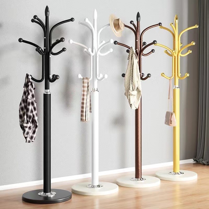 European Accessible Luxury Coat Rack Marble Floor-Standing Clothes Rack Bedroom Clothes Rack Living Room Iron Simple Vertical Bag Rack