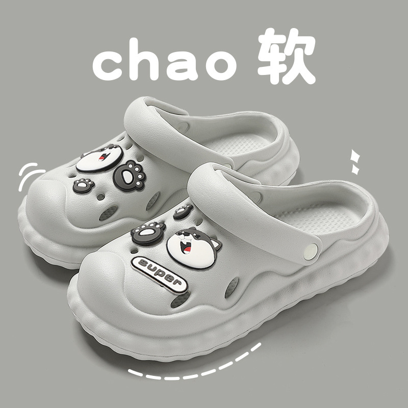 Picture of New Croc Shoes Women's 2025 Summer Outerwear Thick-Soled Internet Celebrity Beach Shit-Feeling Baotou Half Sandals Women's Summer