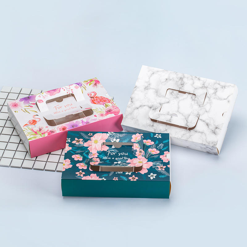 Egg Yolk Pastry Packaging Box 4 Pieces 6 Pieces Drawer Window Mooncake Snowflake Pastry Gift Box Baking Cake Box Baking