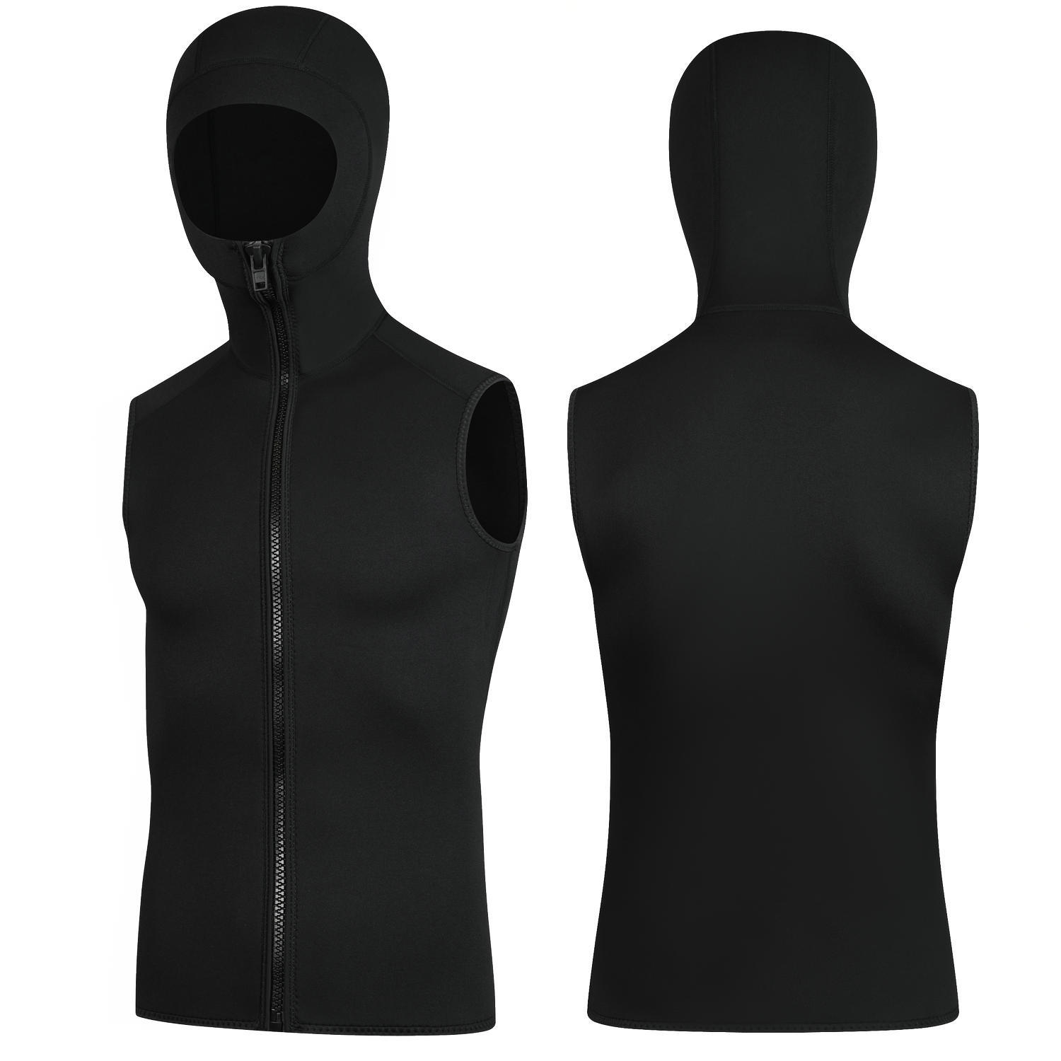 3mm Hooded Warm Diving Vest Sleeveless Surfer Wetsuit with Hood Split Vest Shorts Drifting Snorkeling